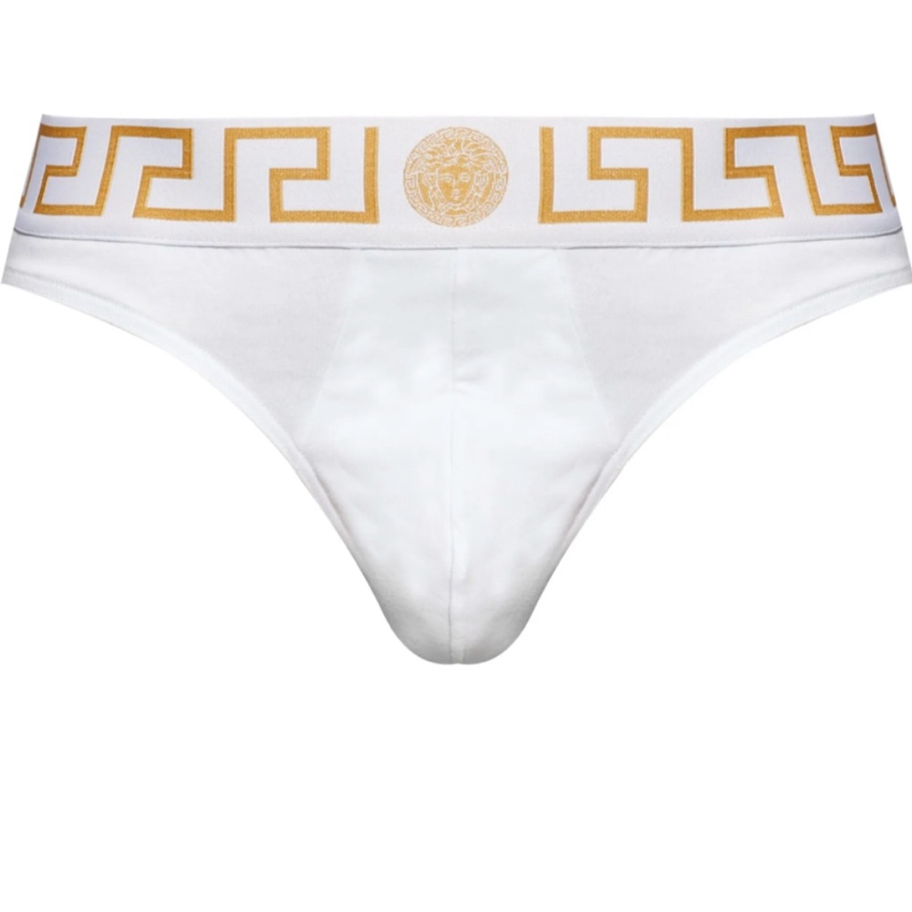 Versace Greca Border Medusa Greek Key Logo White Thong Underwear w/ Tags+Box - Picture 2 of 14